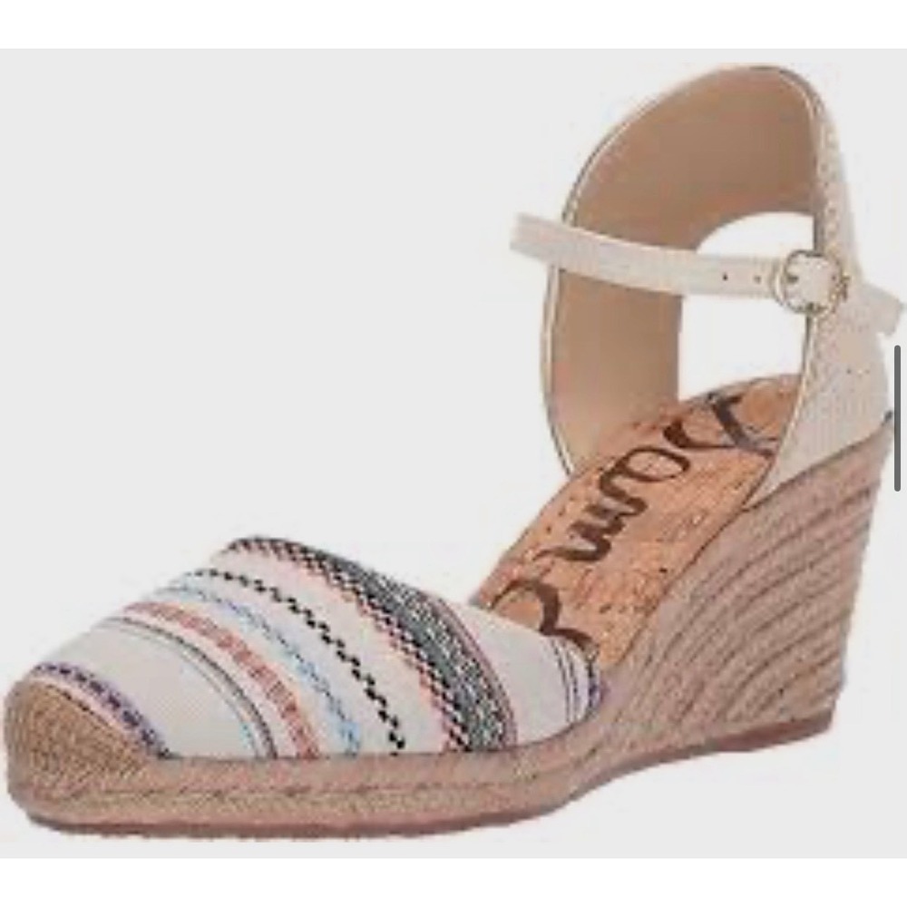 Sam Edelman Payton Espadrille Wedge sandal striped upper cork jute wedge NWOT 9